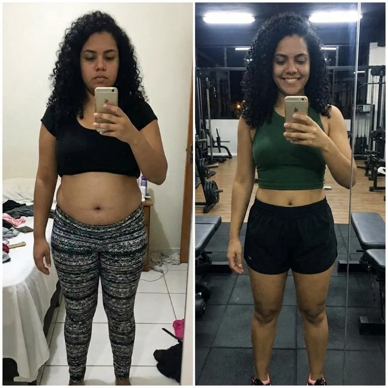 Antes e depois de Juliana Marisca dos Santos: -14Kg